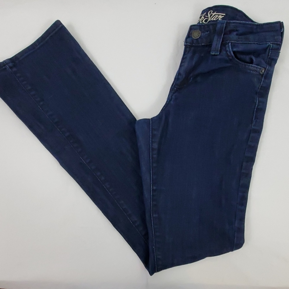 Old Navy RockStar Jeans Low Rise Flare Leg Dark Wash Blue Denim Women's 2